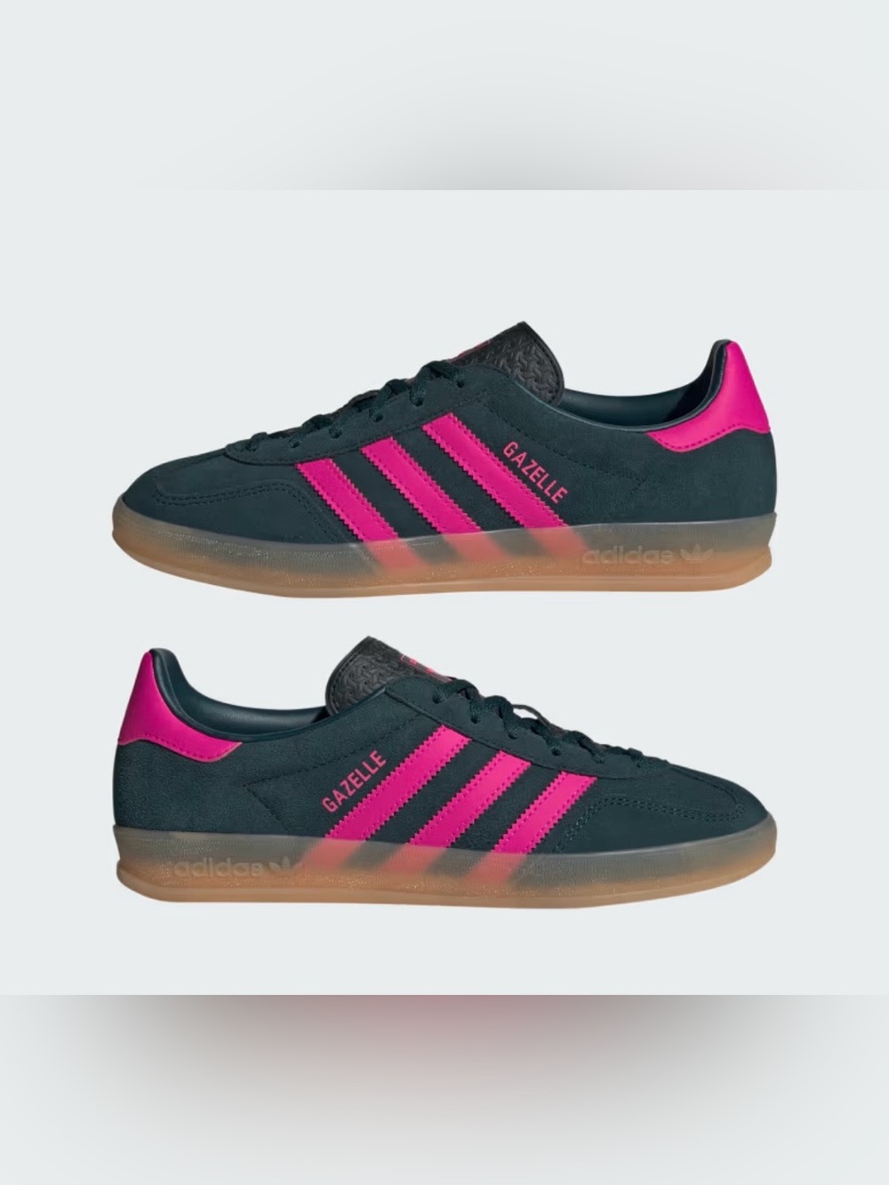 Adidas Gazelle Dark Green & Hot Pink Suede Sneakers - Picture 11 of 12